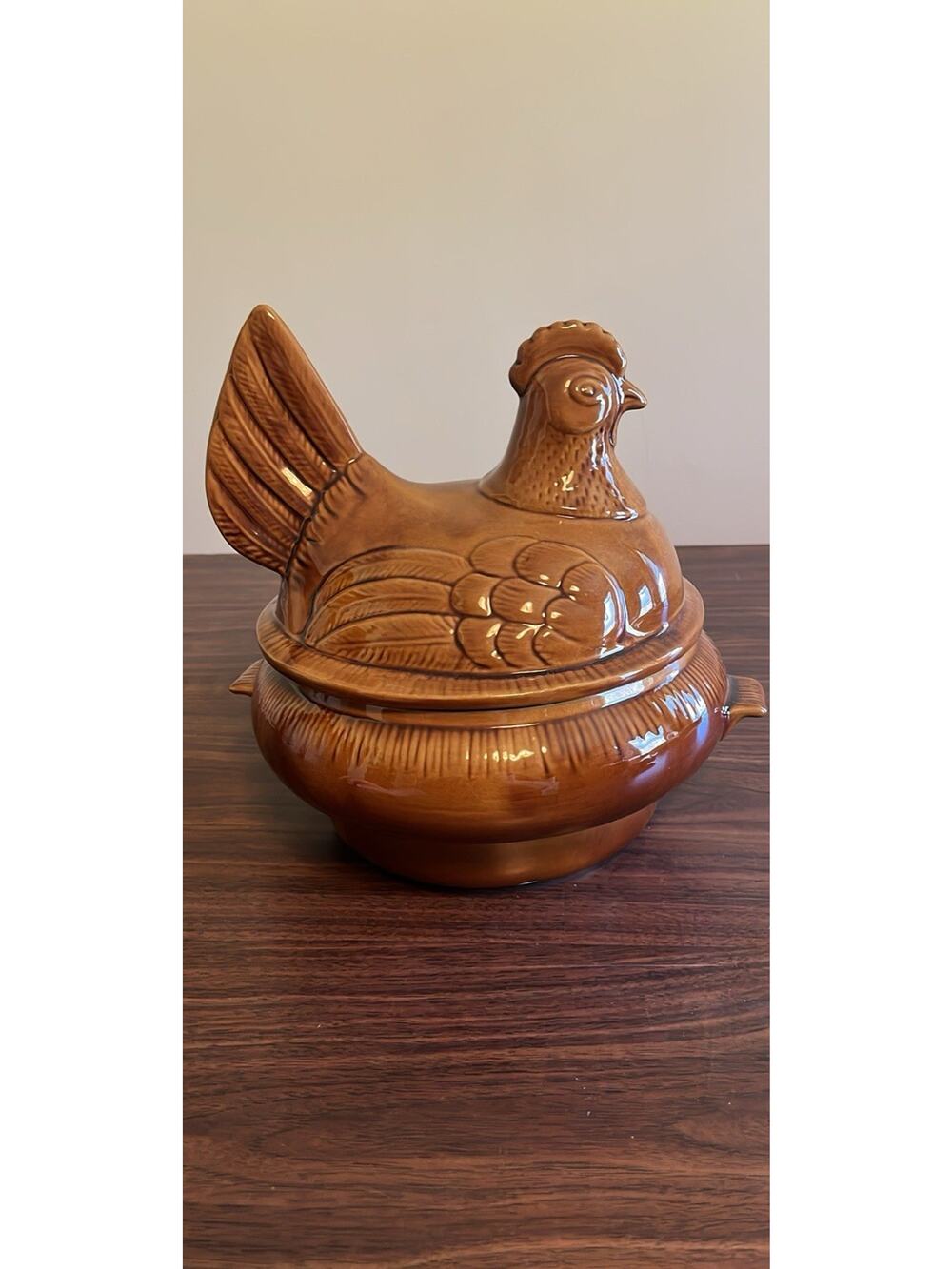 Vintage 1960s California USA Pottery Hen on Nest Soup Tureen CF37 MINT With Box
